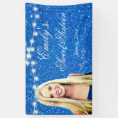 Sweet Sixteen Blue Glitter String Light Sparkle Spandoek (Verticaal)