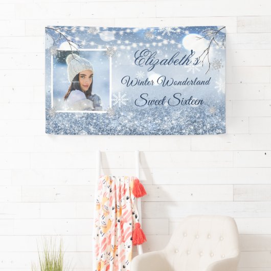 Sweet Sixteen Blue White Winter Wonderland Snow Spandoek (Insitu)