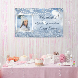 Sweet Sixteen Blue White Winter Wonderland Snow Spandoek