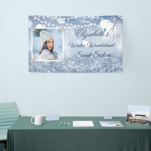 Sweet Sixteen Blue White Winter Wonderland Snow Spandoek (Beurs)