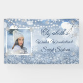 Sweet Sixteen Blue White Winter Wonderland Snow Spandoek (Horizontaal)