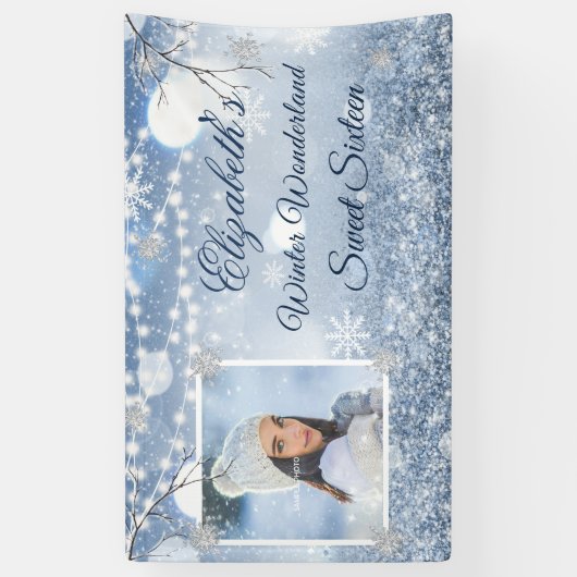 Sweet Sixteen Blue White Winter Wonderland Snow Spandoek (Verticaal)