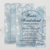 Sweet Sixteen Blue Winter Wonderland Snowflake Kaart (Voorkant / Achterkant)