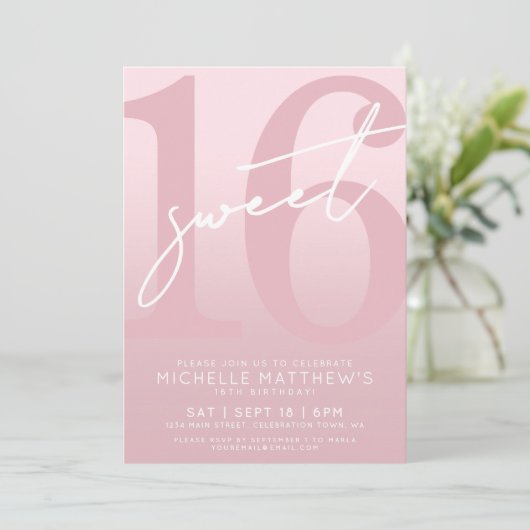 Sweet Sixteen Blush Pink 16e verjaardag Kaart (Staand voorkant)