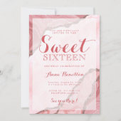 Sweet Sixteen Blush Pink Agate Virtual Birthday Kaart (Voorkant)