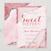 Sweet Sixteen Blush Pink Agate Virtual Birthday Kaart (Voorkant / Achterkant)