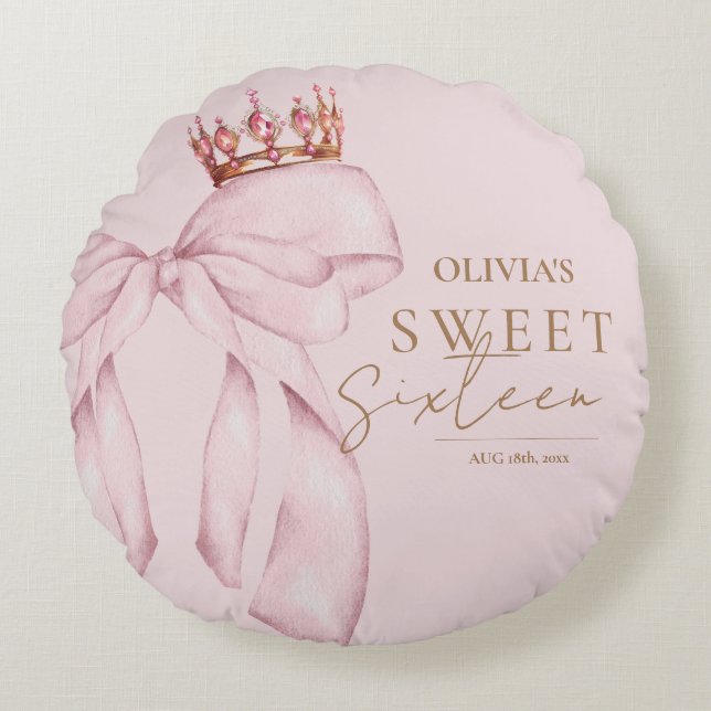 Sweet Sixteen Blush Pink Cute Rond Kussen (Voorkant)