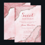 Sweet Sixteen Blush Pink Gold Agate Geode Birthday Kaart<br><div class="desc">Een moderne en elegante zestiende Blush Pink Gold Agate Geode Birthday Uitnodiging</div>