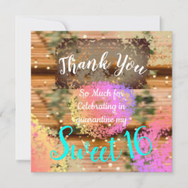 Sweet Sixteen  Boho Turquoise Gold Rustic Bedankkaart