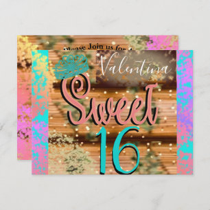 Sweet Sixteen  Boho Turquoise Gold Rustic Kaart
