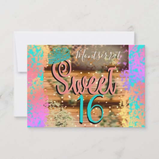 Sweet Sixteen  Boho Turquoise Gold Rustic Kaart (Voorkant)
