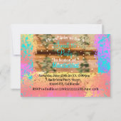 Sweet Sixteen  Boho Turquoise Gold Rustic Kaart (Achterkant)