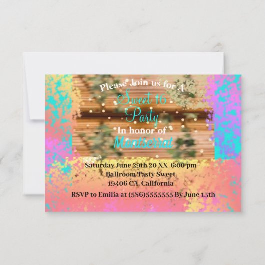 Sweet Sixteen  Boho Turquoise Gold Rustic Kaart (Achterkant)