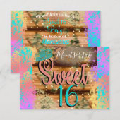 Sweet Sixteen  Boho Turquoise Gold Rustic Kaart (Voorkant / Achterkant)