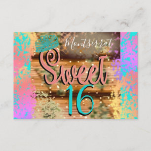Sweet Sixteen  Boho Turquoise Gold Rustic Kaart