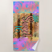 Sweet Sixteen  Boho Turquoise Gold Rustic Strandlaken (Voorkant)