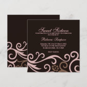 Sweet Sixteen Brown & Cream Swirl verjaardagsuitno Kaart (Voorkant / Achterkant)