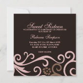 Sweet Sixteen Brown & Cream Swirl verjaardagsuitno Kaart (Voorkant)