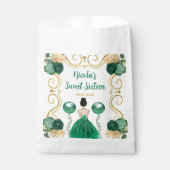 Sweet Sixteen Brown Hair Princess in Green Bedankzakje (Voorkant)