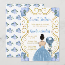 Sweet Sixteen Brown Hair Princess in het blauw