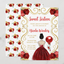 Sweet Sixteen Brown Hair Princess in het rood