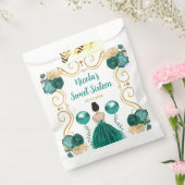 Sweet Sixteen Brown Hair Princess in Teal Bedankzakje (Gezegeld)