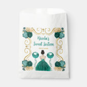 Sweet Sixteen Brown Hair Princess in Teal Bedankzakje (Voorkant)