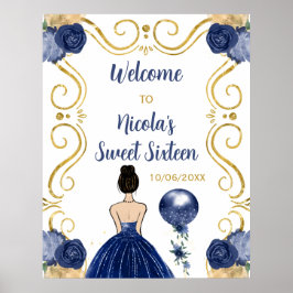 Sweet Sixteen Brown Hair Princess Navy Welkom Poster