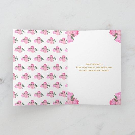 Sweet Sixteen Brown Hair Princess Roze Verjaardag Kaart (Binnen)