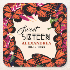 Sweet Sixteen Butterflies Floral Kartonnen Onderzetters