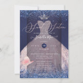 Sweet Sixteen Butterfly Blush Glitter Gown Navy Kaart (Achterkant)