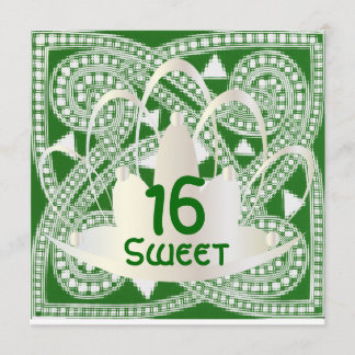 Sweet Sixteen Celtic Green White Uitnodigingskaart Kaart