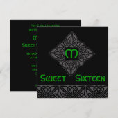 Sweet Sixteen Celtic Style Invitation Card-Cust. Kaart (Voorkant / Achterkant)