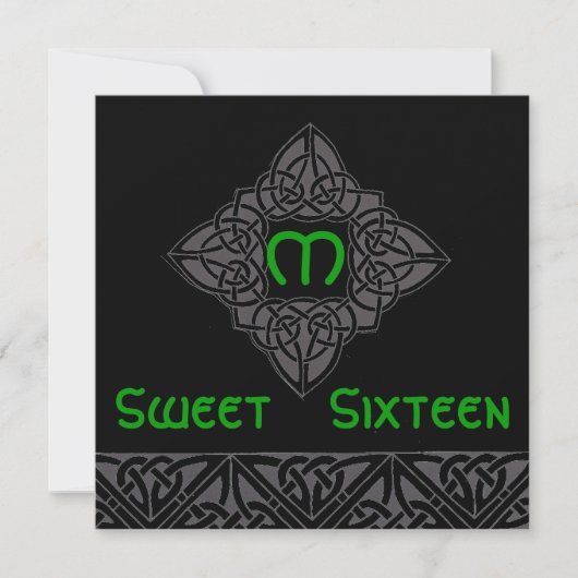 Sweet Sixteen Celtic Style Invitation Card-Cust. Kaart (Voorkant)
