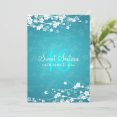 Sweet Sixteen Cherry Blossom Blue Kaart (Staand voorkant)