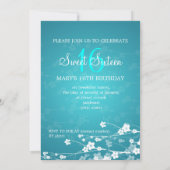 Sweet Sixteen Cherry Blossom Blue Kaart (Achterkant)