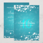 Sweet Sixteen Cherry Blossom Blue Kaart (Voorkant / Achterkant)