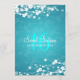 Sweet Sixteen Cherry Blossom Blue Kaart