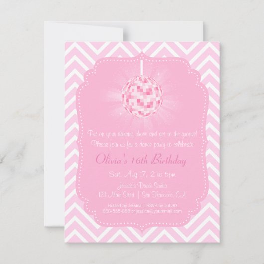 Sweet Sixteen Chevron Disco Dance Birthday Party Kaart (Voorkant)