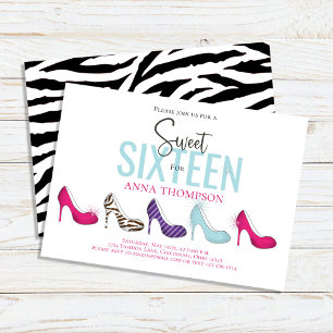 Sweet Sixteen Chic Kleurrijk Verjaardagsfeest Kaart