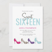Sweet Sixteen Chic Kleurrijk Verjaardagsfeest Kaart (Voorkant)