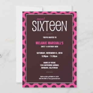 Sweet Sixteen Chocolade & Roze Uitnodigingen van
