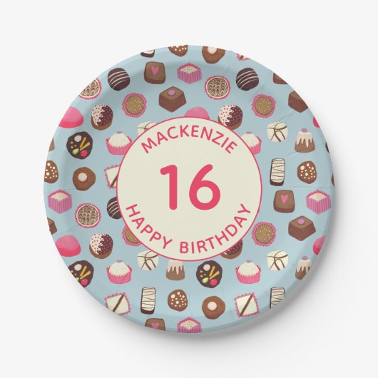 Sweet Sixteen Chocolade Snoep Birthday Papieren Bordje (Voorkant)