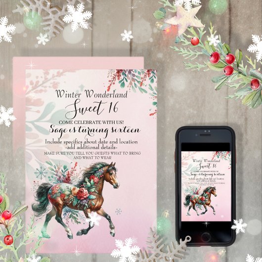 Sweet Sixteen Christmas Horse Kaart