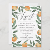 Sweet Sixteen | Citrus Sinaasappel & groen Verjaar Kaart (Voorkant)