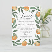 Sweet Sixteen | Citrus Sinaasappel & groen Verjaar Kaart (Staand voorkant)