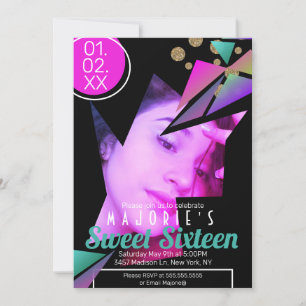 Sweet Sixteen Club Stijl Neon Kaart