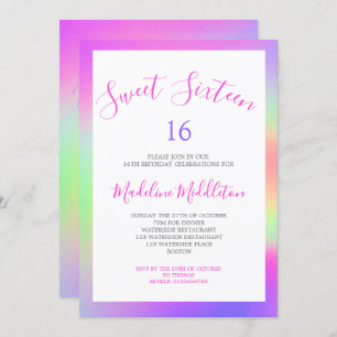 Sweet Sixteen Colorful Modern Chic Birthday Kaart