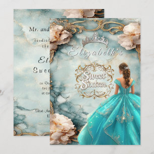 Sweet Sixteen Crown Pink Roses Gold filigraan Kaart