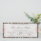 Sweet Sixteen Damask Ticket Invitation Kaart (Staand voorkant)
